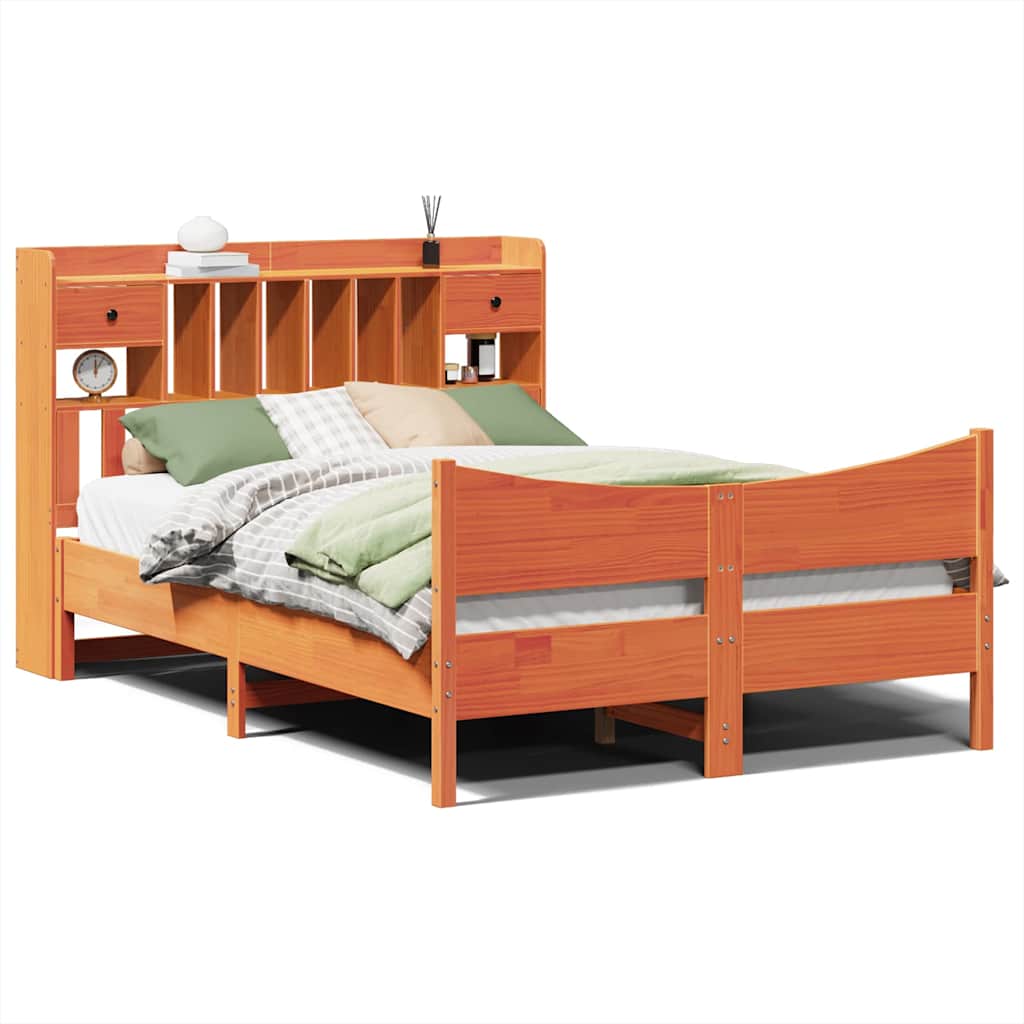 Bed Frame without Mattress Wax Brown 150x200 cm King Size Solid Wood Pine