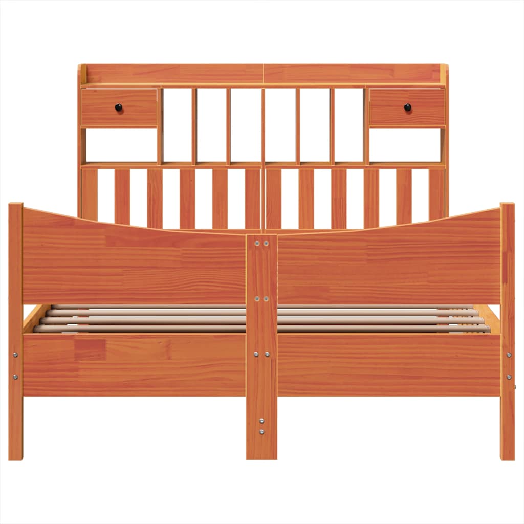 Bed Frame without Mattress Wax Brown 150x200 cm King Size Solid Wood Pine