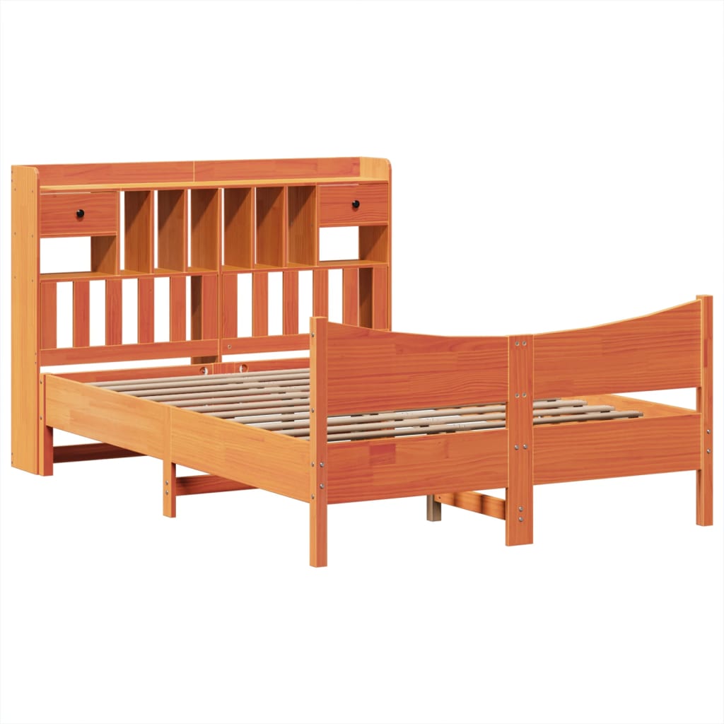 Bed Frame without Mattress Wax Brown 140x200 cm Solid Wood Pine