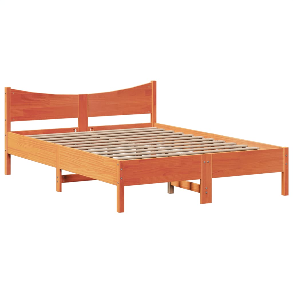Bed Frame without Mattress Wax Brown 140x190 cm Solid Wood Pine