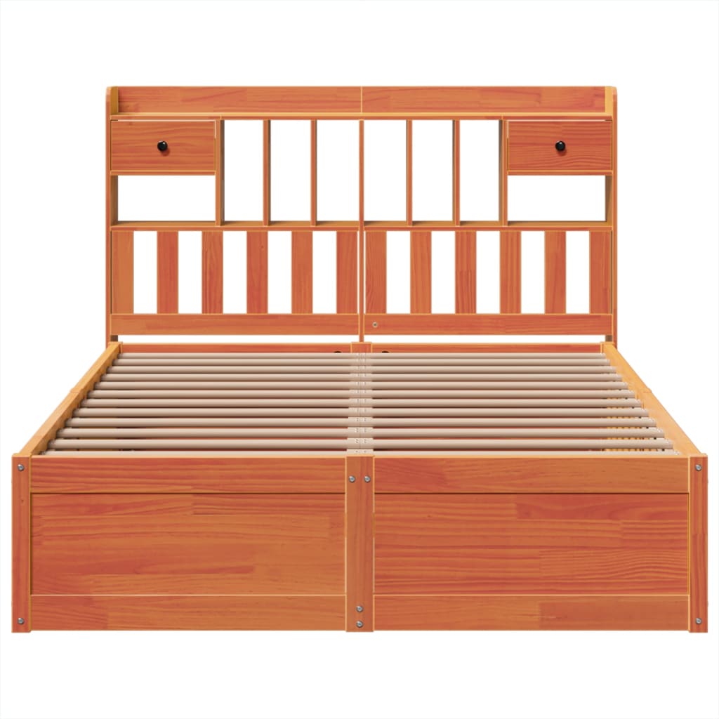 Bed Frame without Mattress Wax Brown 140x200 cm Solid Wood Pine