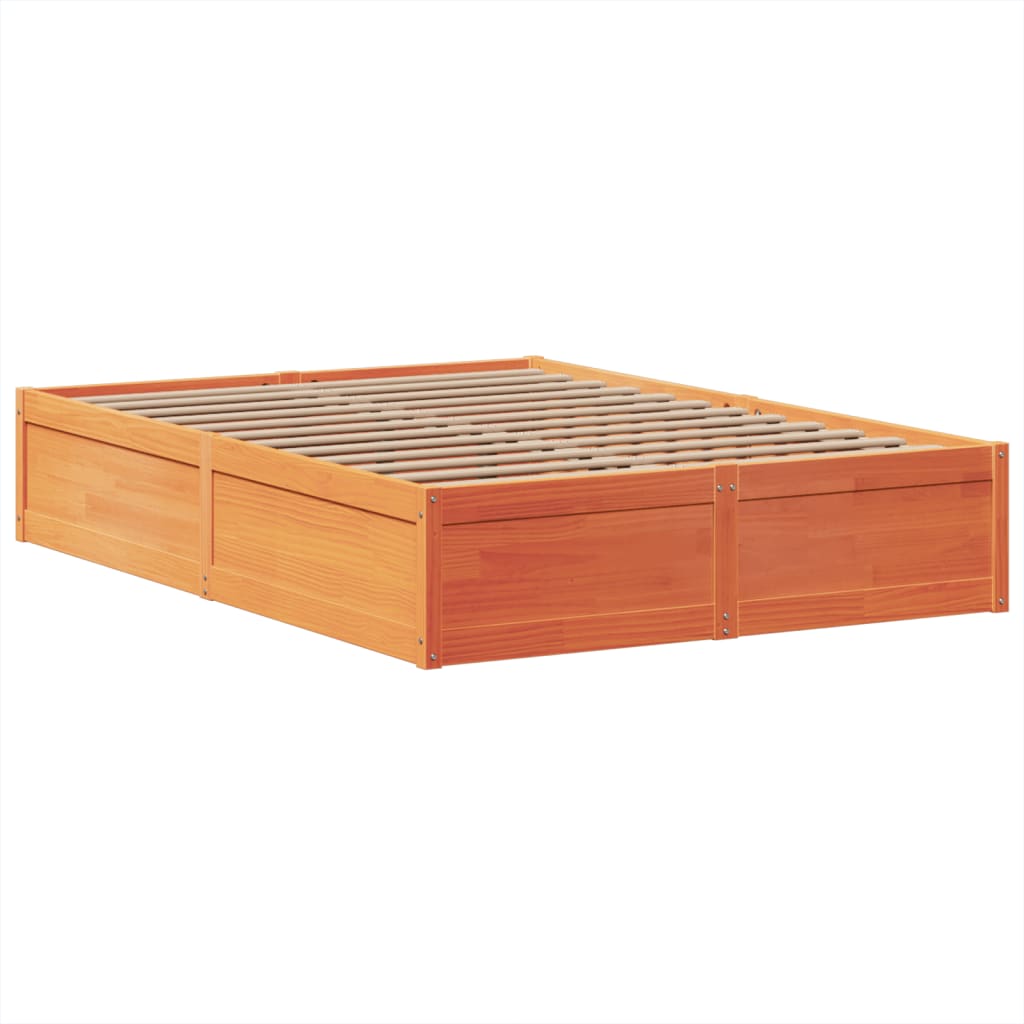 Bed Frame without Mattress Wax Brown 140x200 cm Solid Wood Pine