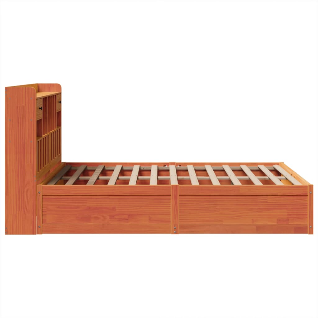 Bed Frame without Mattress Wax Brown 140x200 cm Solid Wood Pine