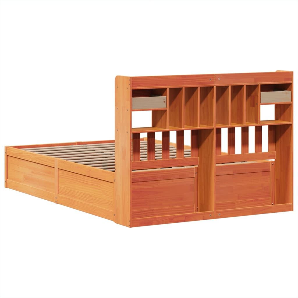 Bed Frame without Mattress Wax Brown 140x200 cm Solid Wood Pine