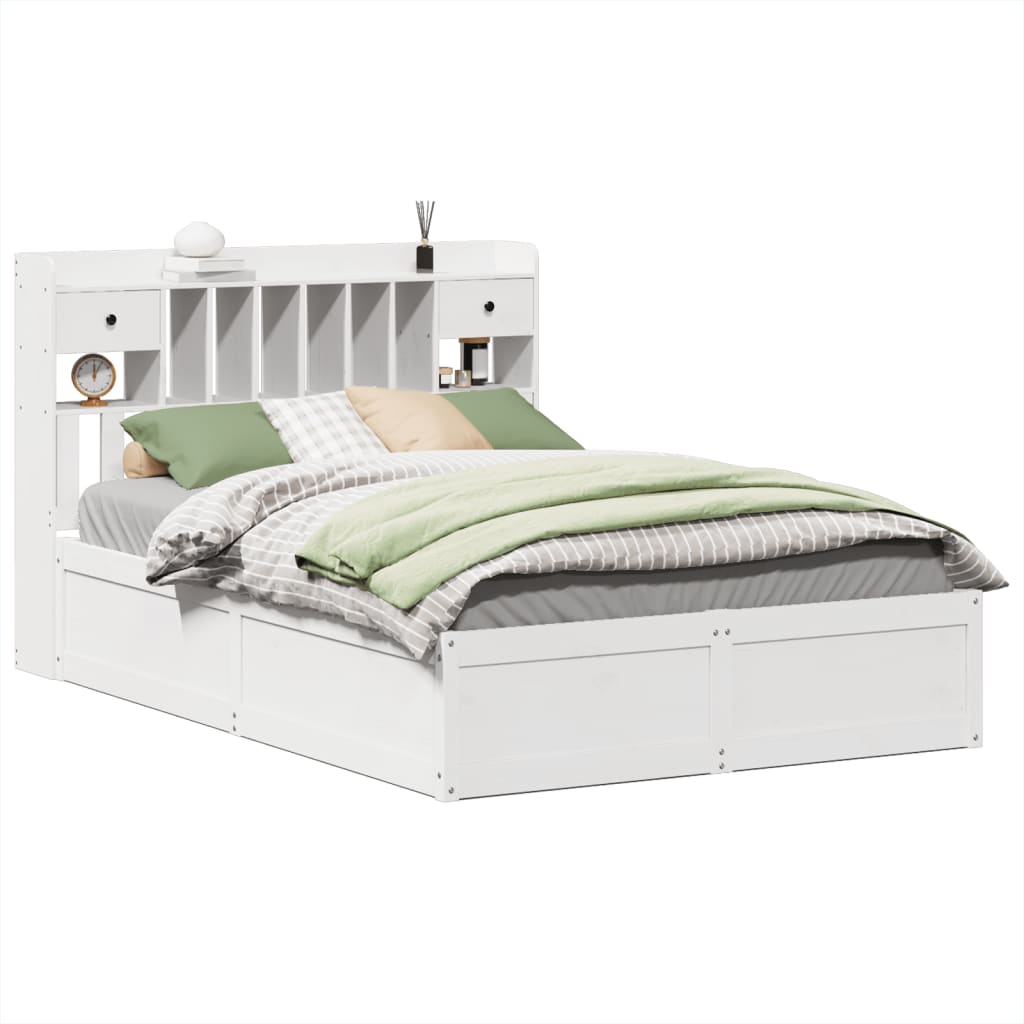 Bed Frame without Mattress White 140x190 cm Solid Wood Pine
