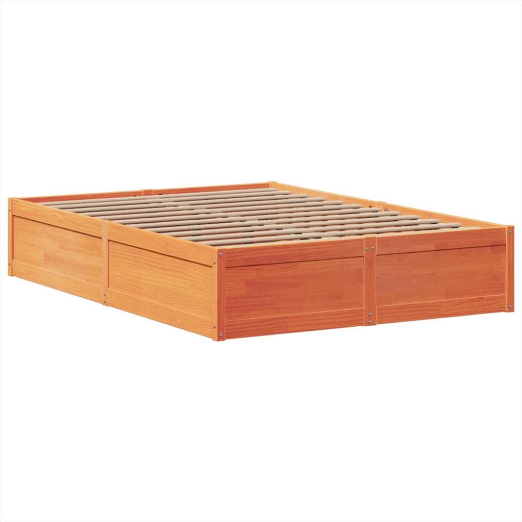 Bed Frame without Mattress Wax Brown 140x190 cm Solid Wood Pine