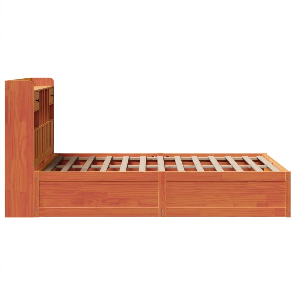 Bed Frame without Mattress Wax Brown 135x190 cm Double Solid Wood Pine