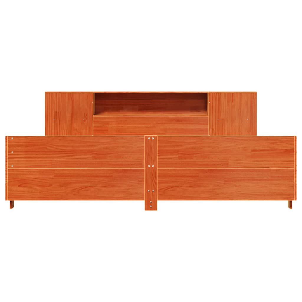 Bed Frame without Mattress Wax Brown 200x200 cm Solid Wood Pine