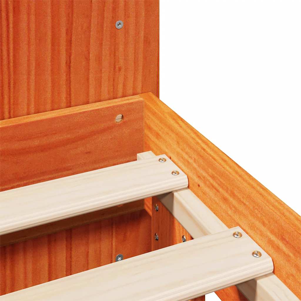 Bed Frame without Mattress Wax Brown 200x200 cm Solid Wood Pine