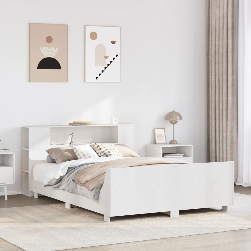 Bed Frame without Mattress White 160x200 cm Solid Wood Pine