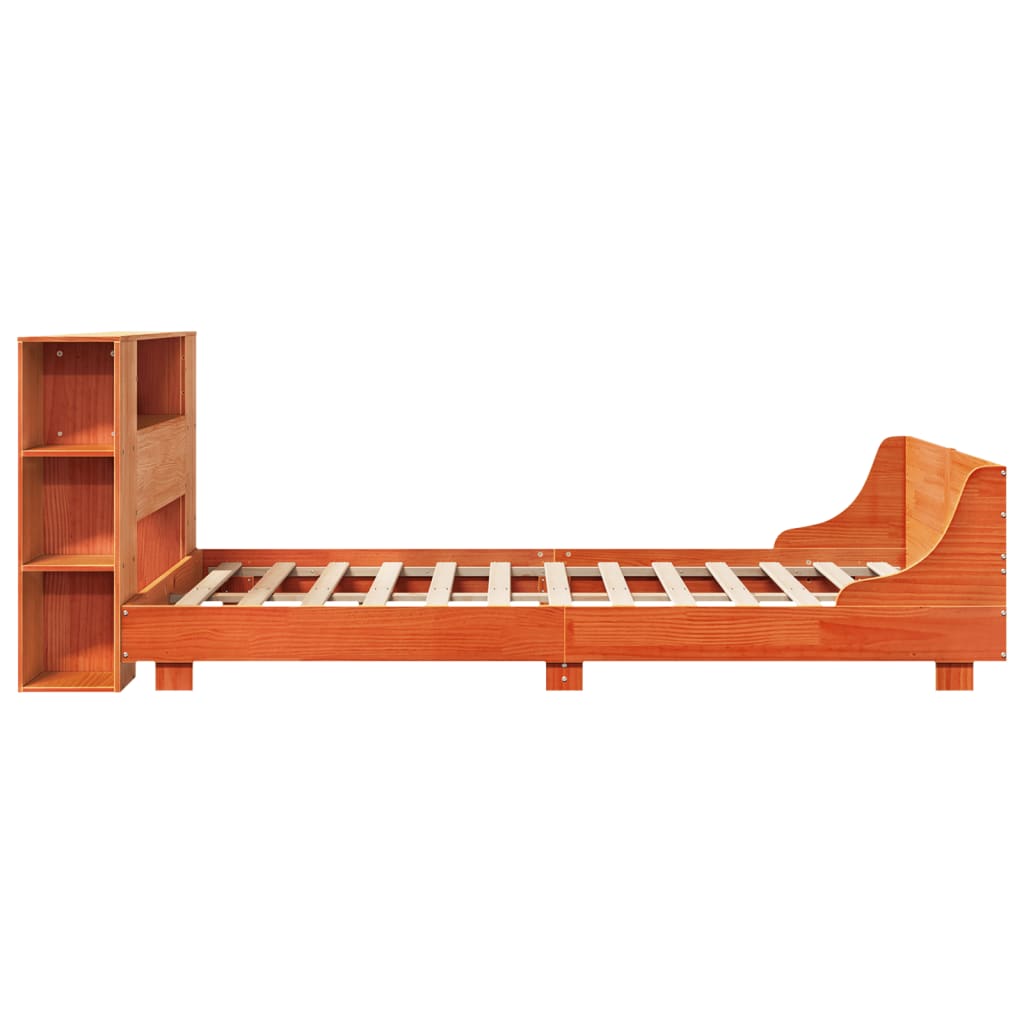Bed Frame without Mattress Wax Brown 160x200 cm Solid Wood Pine