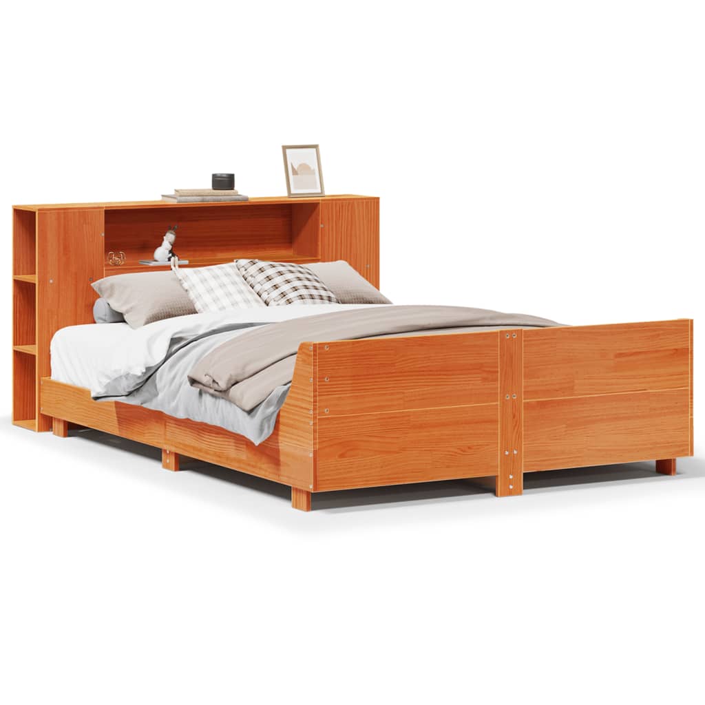 Bed Frame without Mattress Wax Brown 150x200 cm King Size Solid Wood Pine