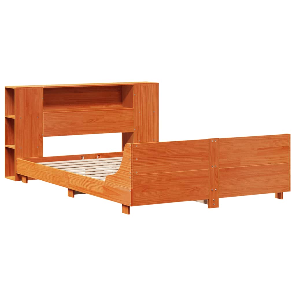 Bed Frame without Mattress Wax Brown 140x200 cm Solid Wood Pine