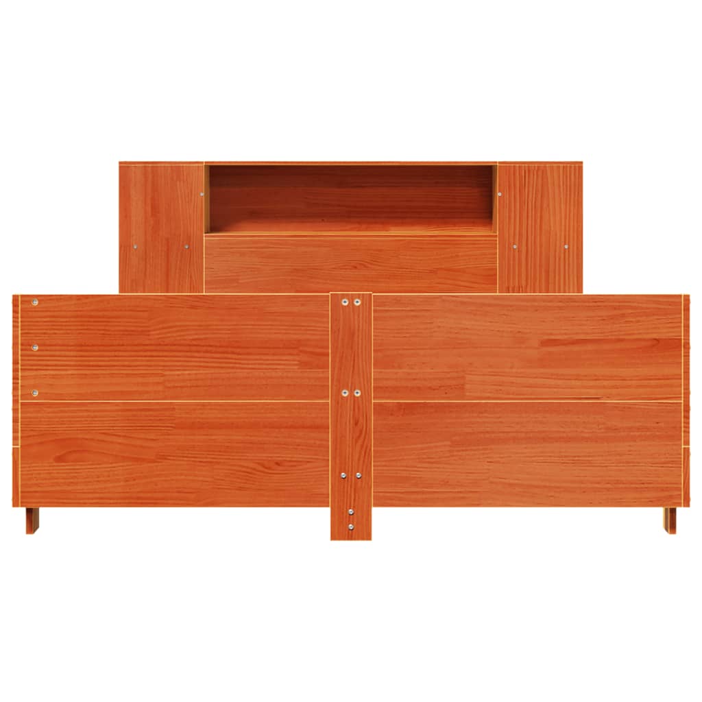 Bed Frame without Mattress Wax Brown 140x200 cm Solid Wood Pine