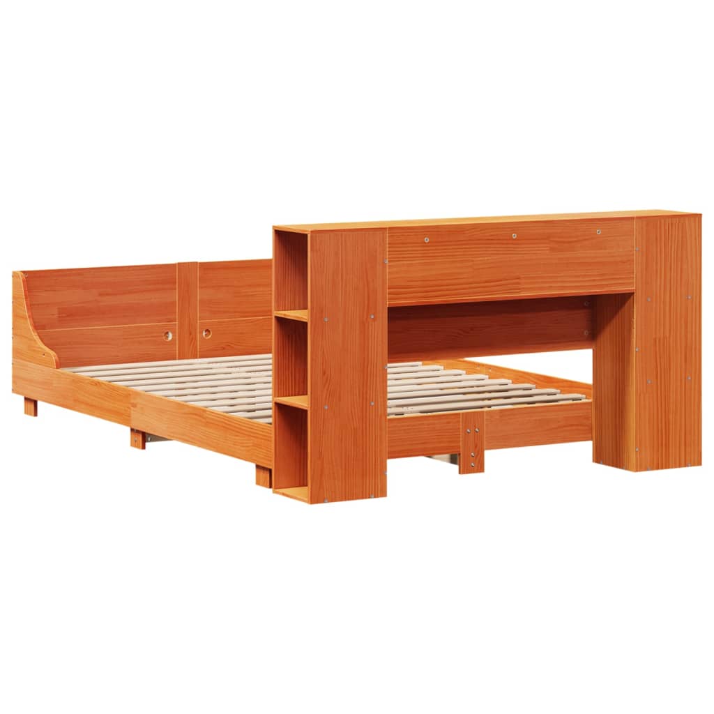 Bed Frame without Mattress Wax Brown 140x200 cm Solid Wood Pine