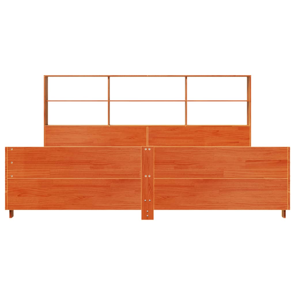 Bed Frame without Mattress Wax Brown 200x200 cm Solid Wood Pine