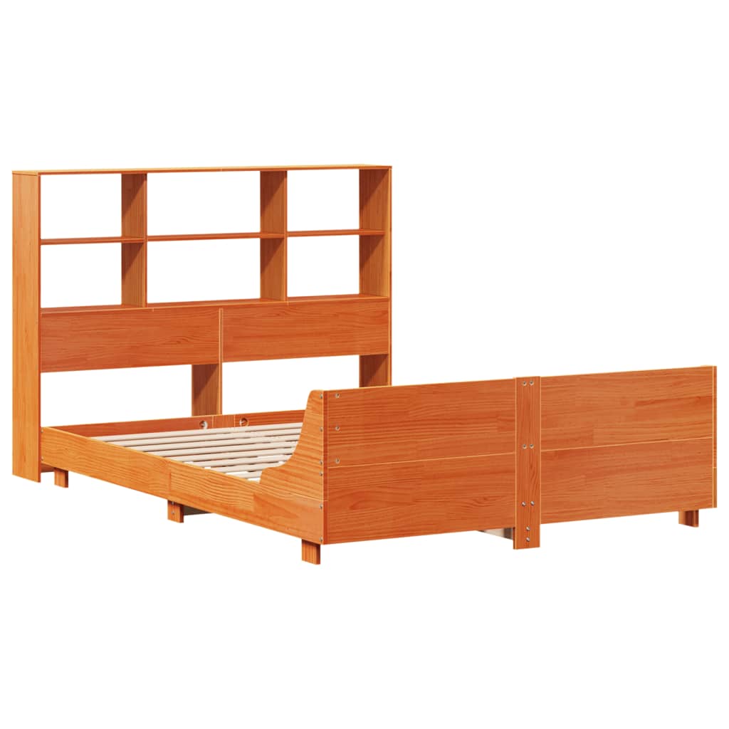 Bed Frame without Mattress Wax Brown 160x200 cm Solid Wood Pine