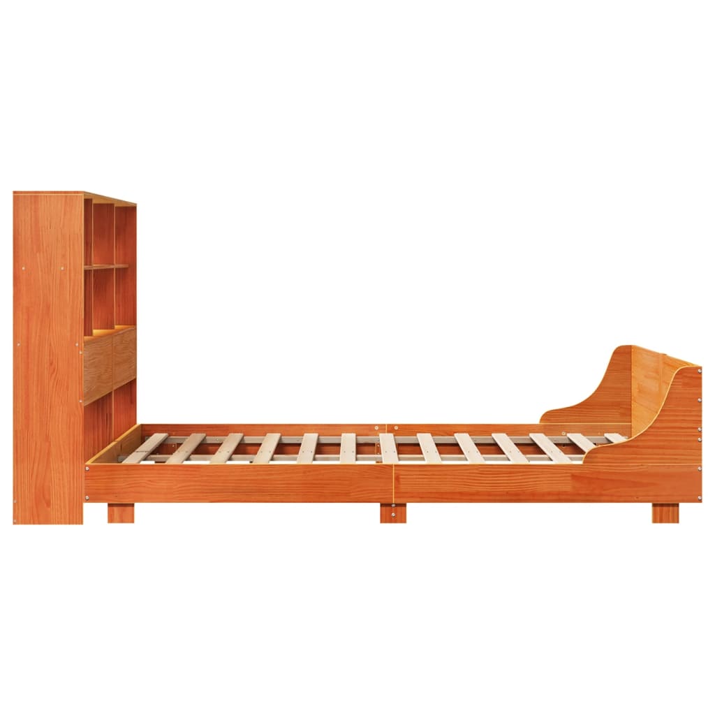 Bed Frame without Mattress Wax Brown 160x200 cm Solid Wood Pine