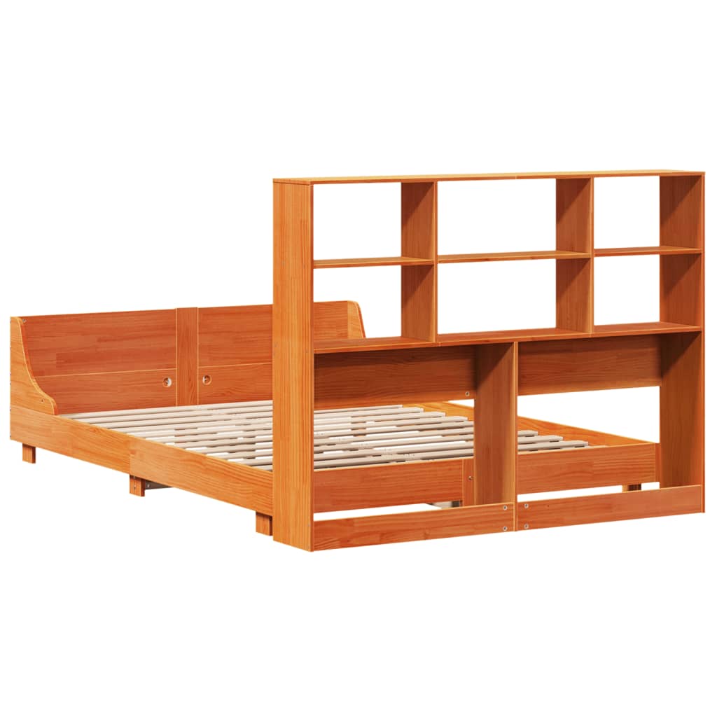 Bed Frame without Mattress Wax Brown 150x200 cm King Size Solid Wood Pine