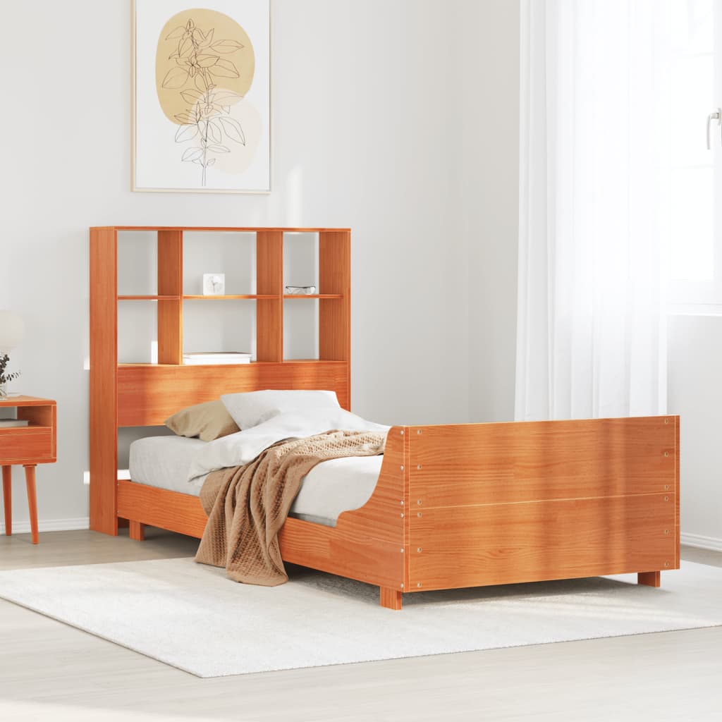 Bed Frame without Mattress Wax Brown 100x200 cm Solid Wood Pine