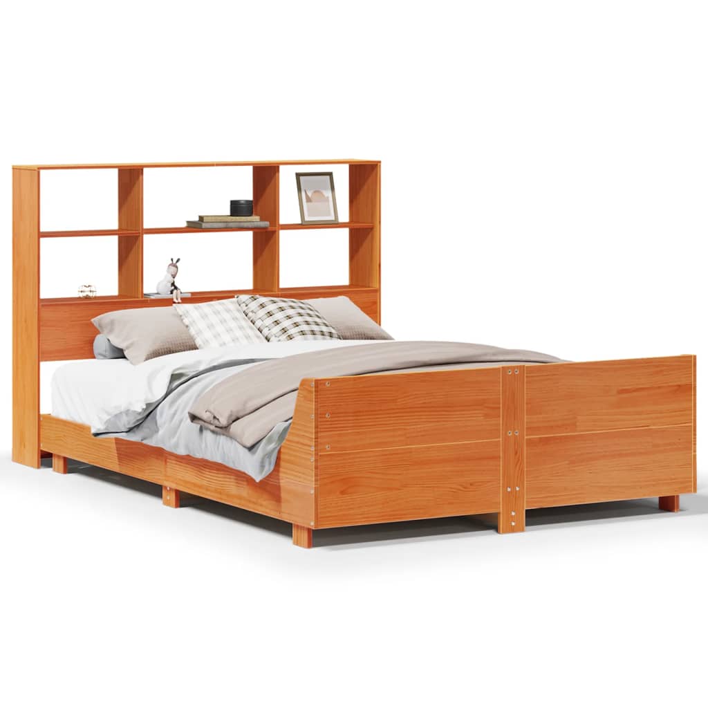 Bed Frame without Mattress Wax Brown 120x190 cm Small Double Solid Wood Pine