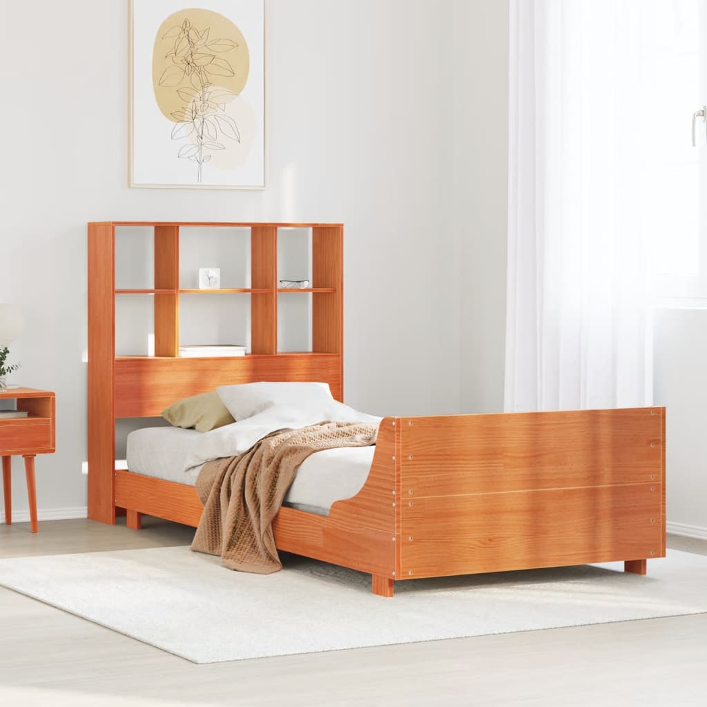 Bed Frame without Mattress Wax Brown 75x190 cm Small Single Solid Wood Pine