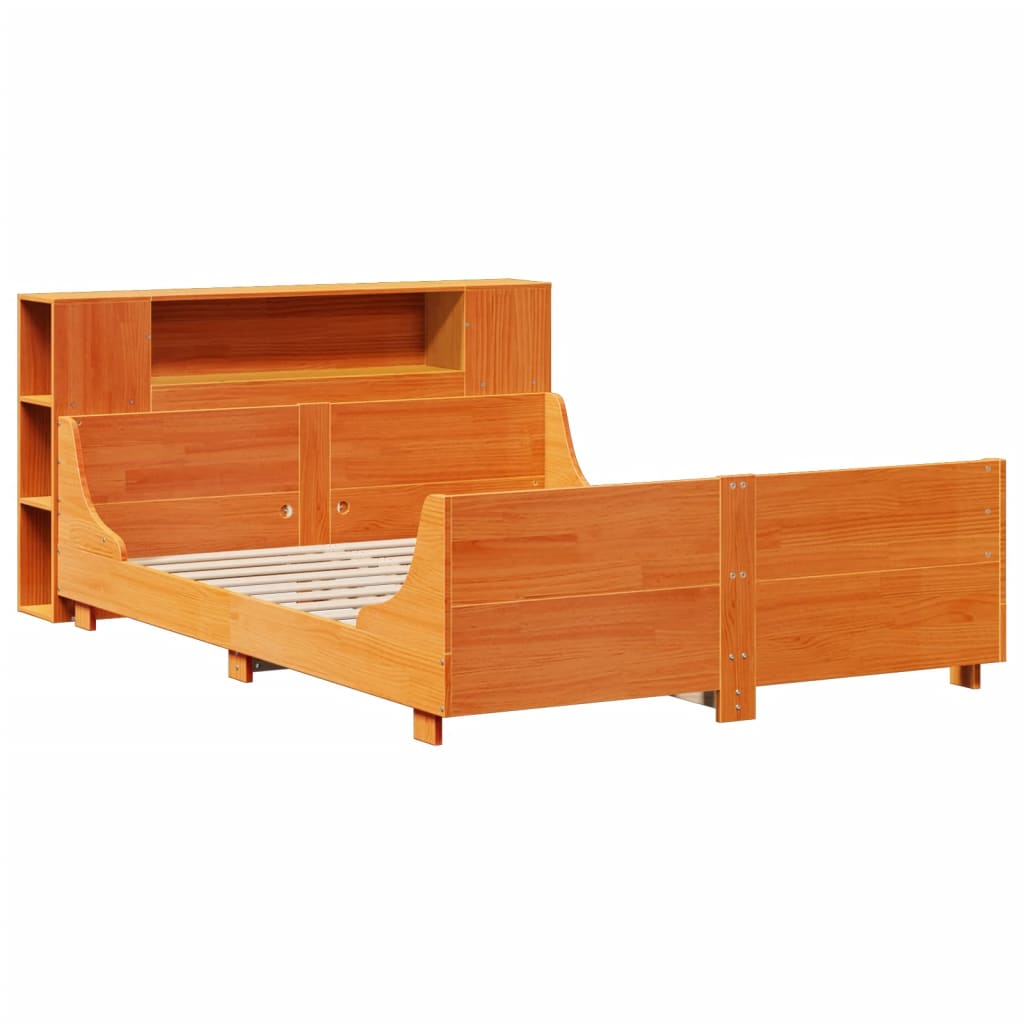 Bed Frame without Mattress Wax Brown 150x200 cm King Size Solid Wood Pine