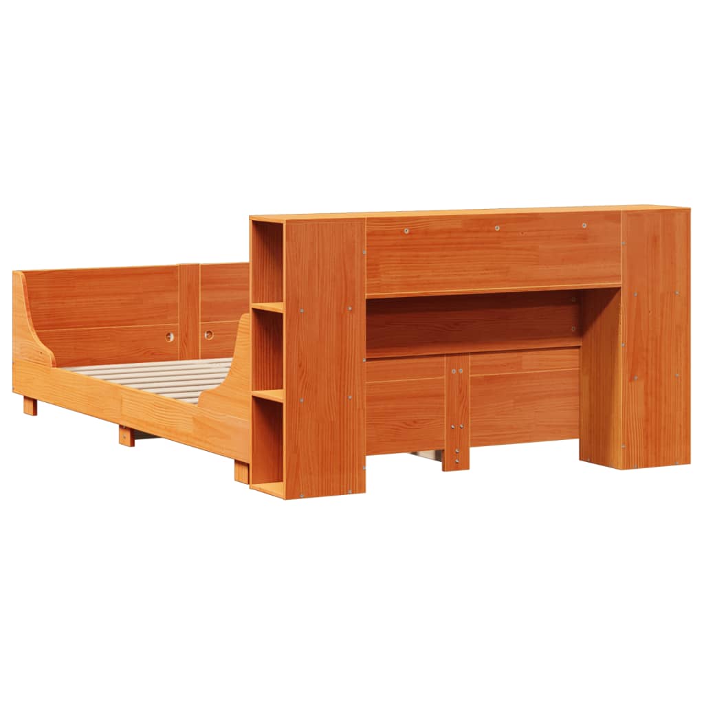 Bed Frame without Mattress Wax Brown 140x200 cm Solid Wood Pine