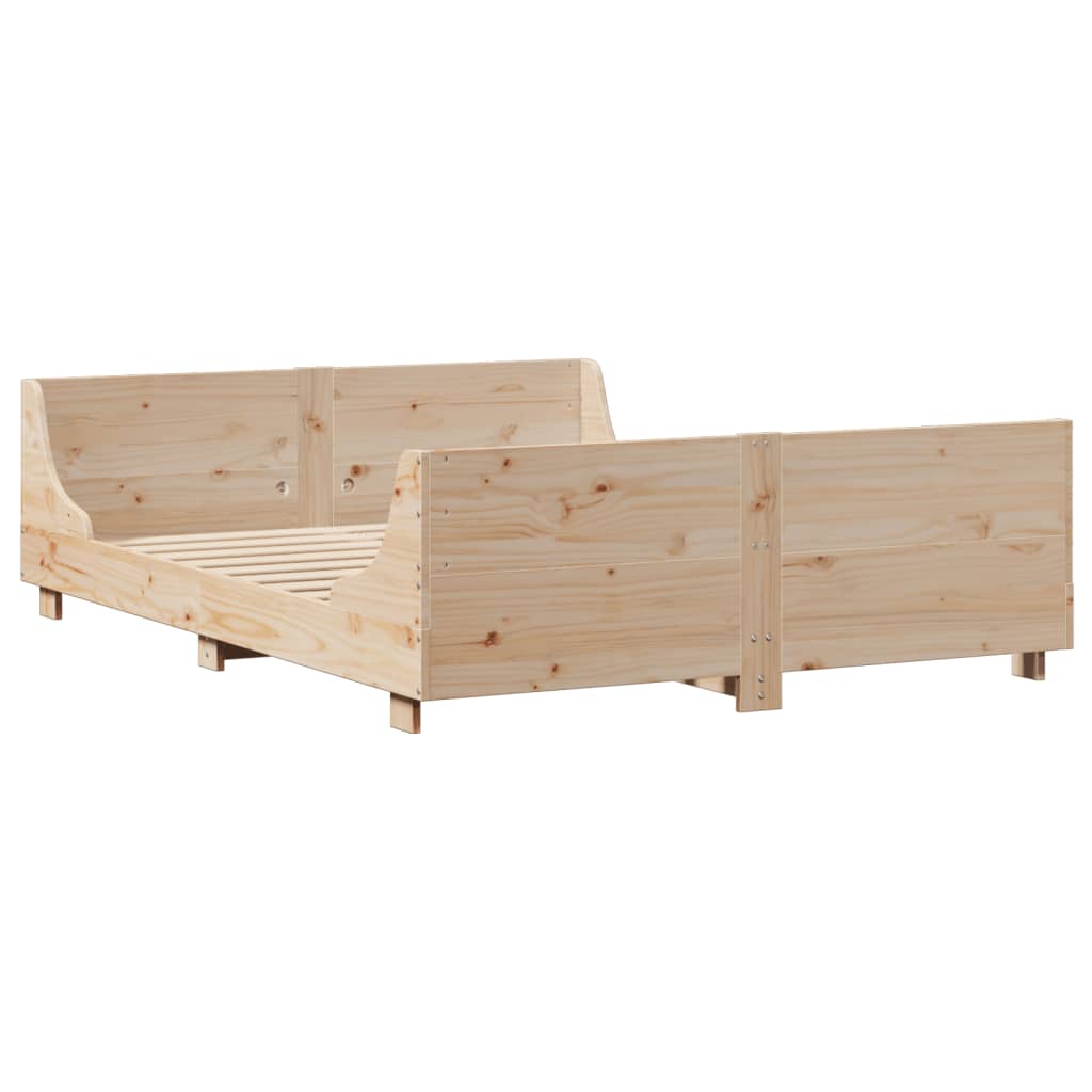 Bed Frame without Mattress 135x190 cm Double Solid Wood Pine