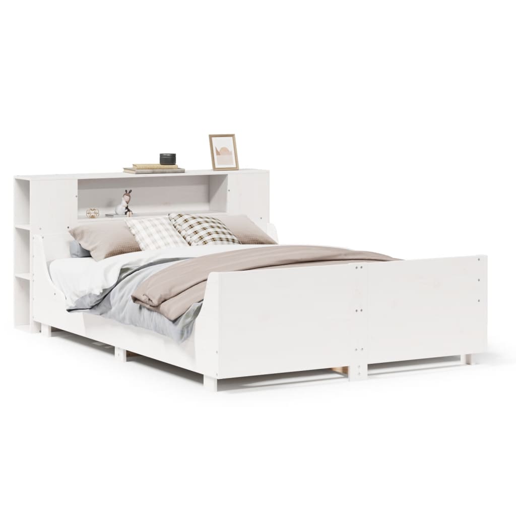 Bed Frame without Mattress White 135x190 cm Double Solid Wood Pine