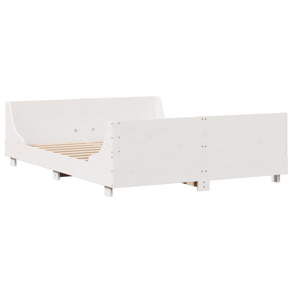Bed Frame without Mattress White 135x190 cm Double Solid Wood Pine
