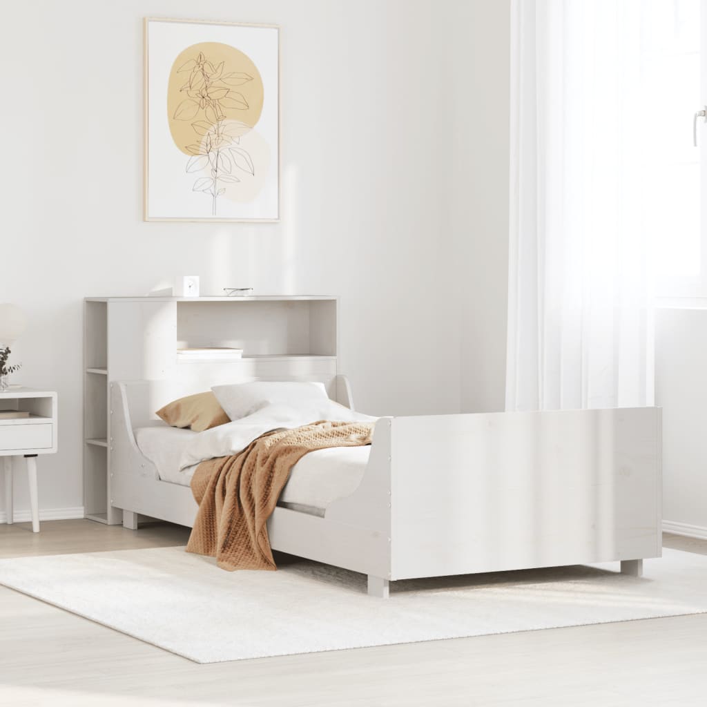 Bed Frame without Mattress White 75x190 cm Small Single Solid Wood Pine