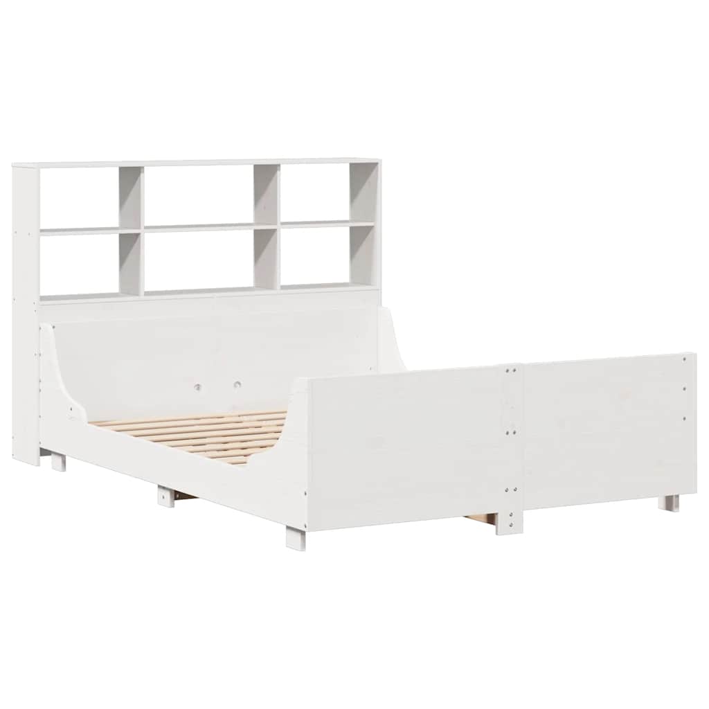Bookcase Bed without Mattress White 140x200 cm Solid Wood
