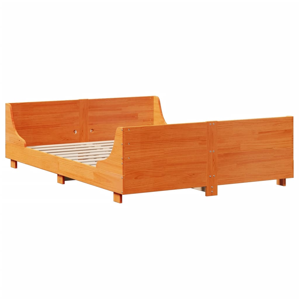Bookcase Bed without Mattress Wax Brown 140x200 cm Solid Wood