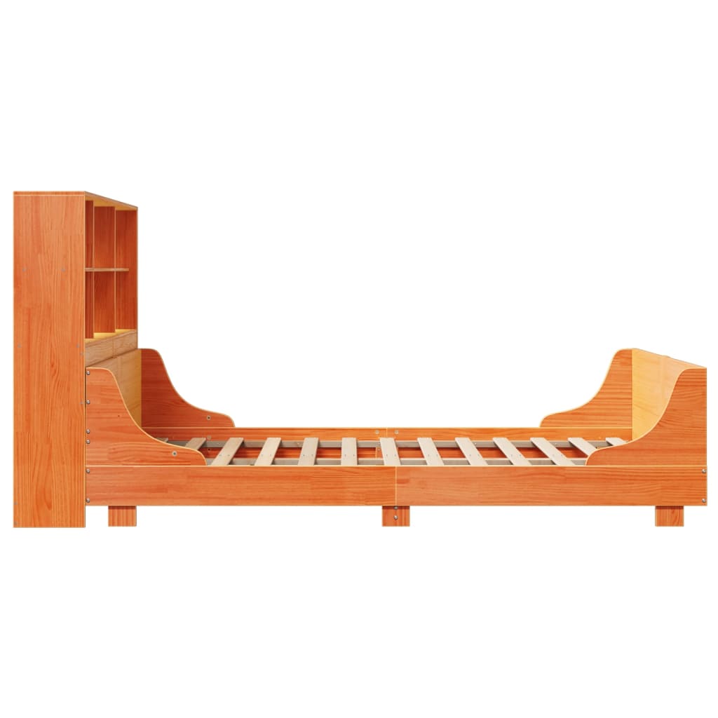 Bookcase Bed without Mattress Wax Brown 120x200 cm Solid Wood