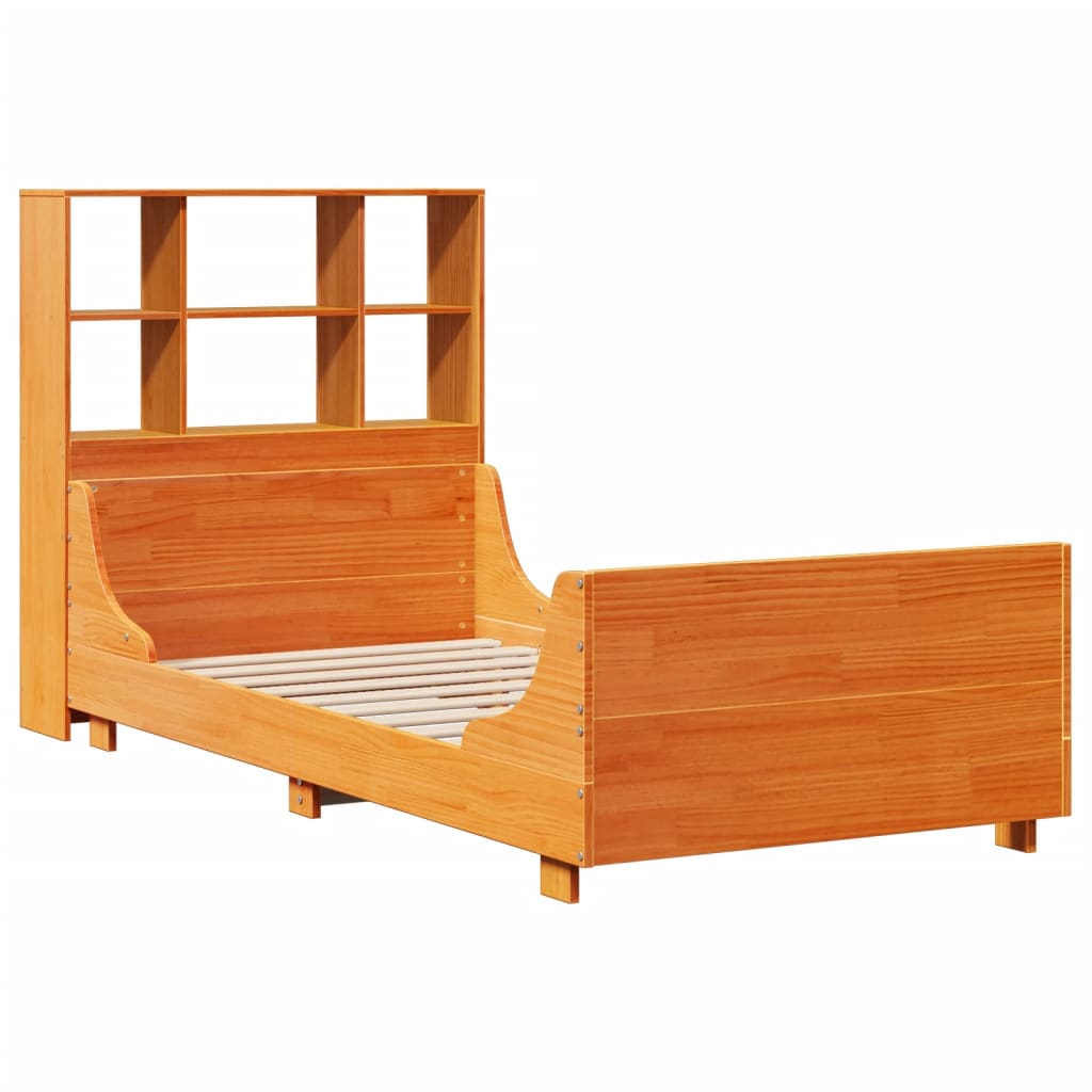 Bookcase Bed without Mattress Wax Brown 100x200 cm Solid Wood