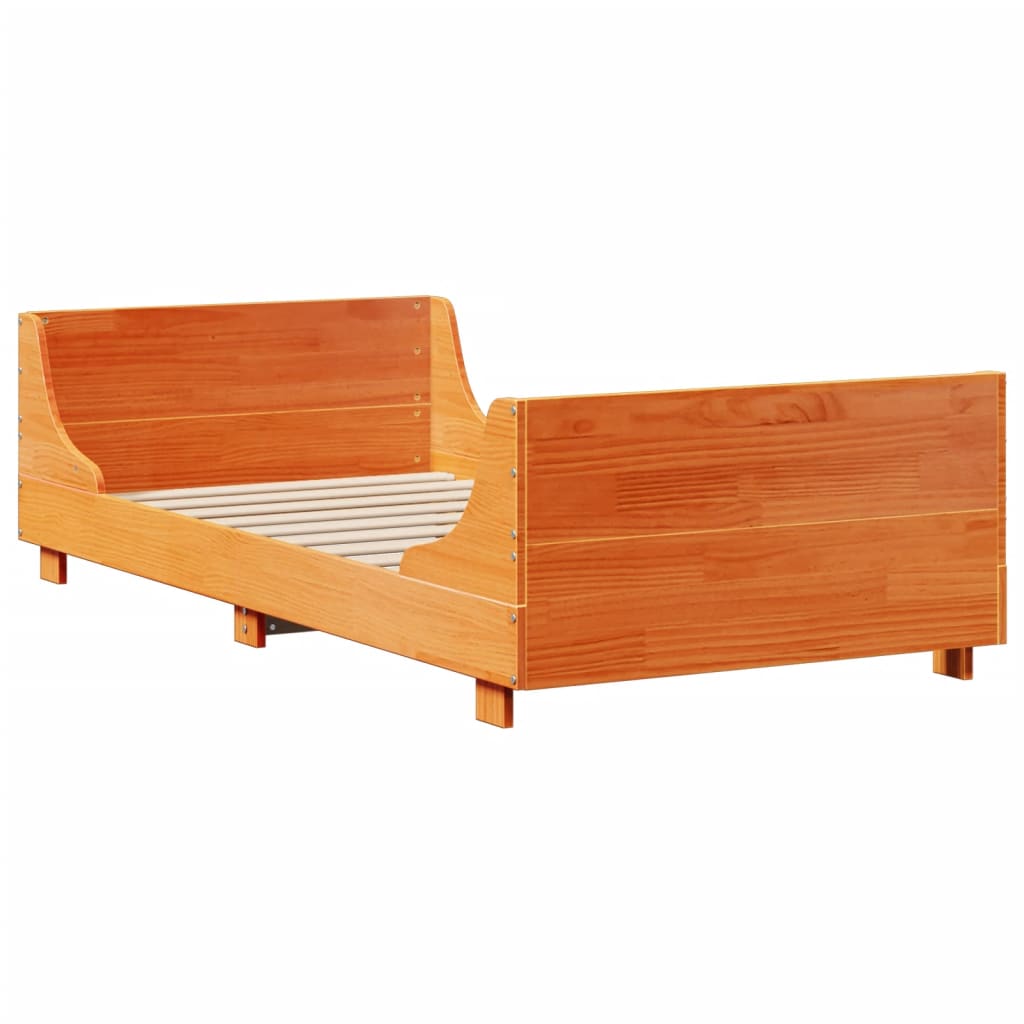 Bookcase Bed without Mattress Wax Brown 100x200 cm Solid Wood