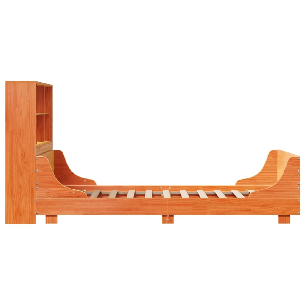 Bookcase Bed without Mattress Wax Brown 100x200 cm Solid Wood