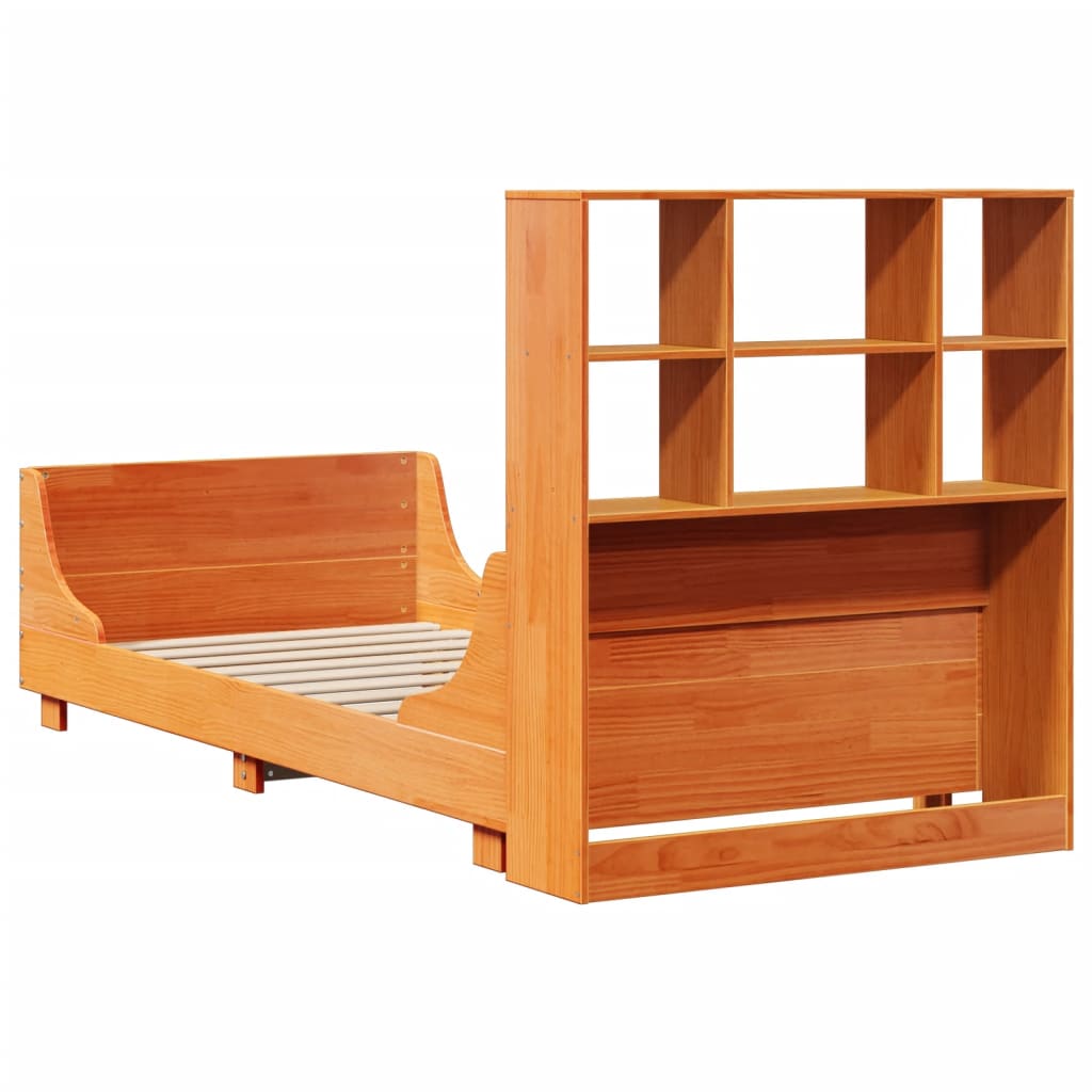 Bookcase Bed without Mattress Wax Brown 100x200 cm Solid Wood