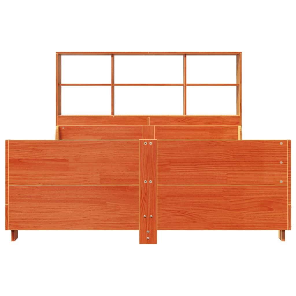 Bookcase Bed without Mattress Wax Brown 135x190 cm Double Solid Wood