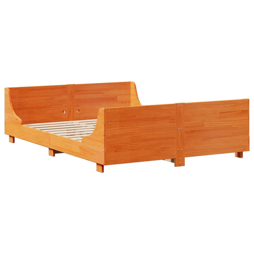Bookcase Bed without Mattress Wax Brown 135x190 cm Double Solid Wood