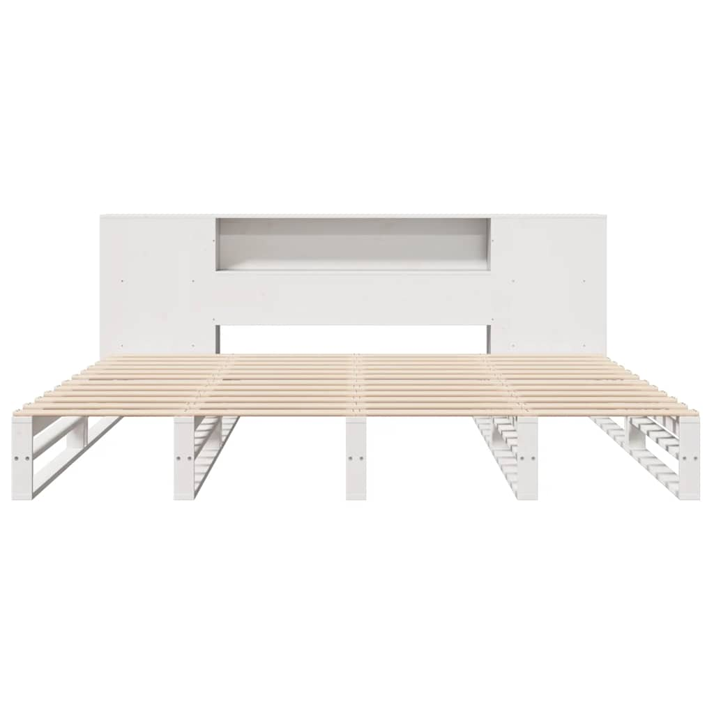 vidaXL Bookcase Bed without Mattress White 200x200 cm Solid Wood