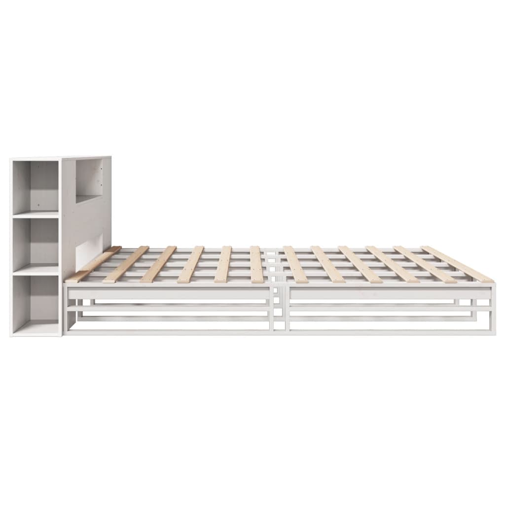 vidaXL Bookcase Bed without Mattress White 200x200 cm Solid Wood