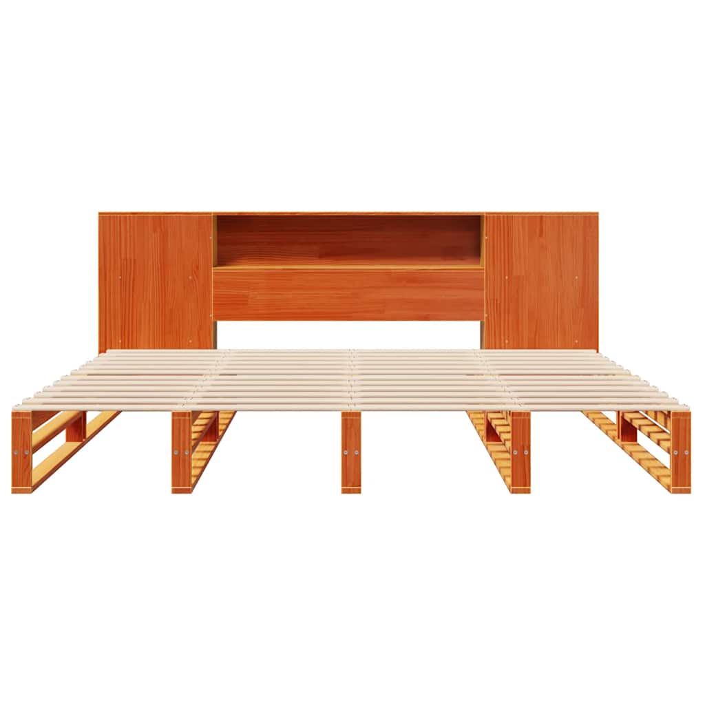 Bookcase Bed without Mattress Wax Brown 200x200 cm Solid Wood