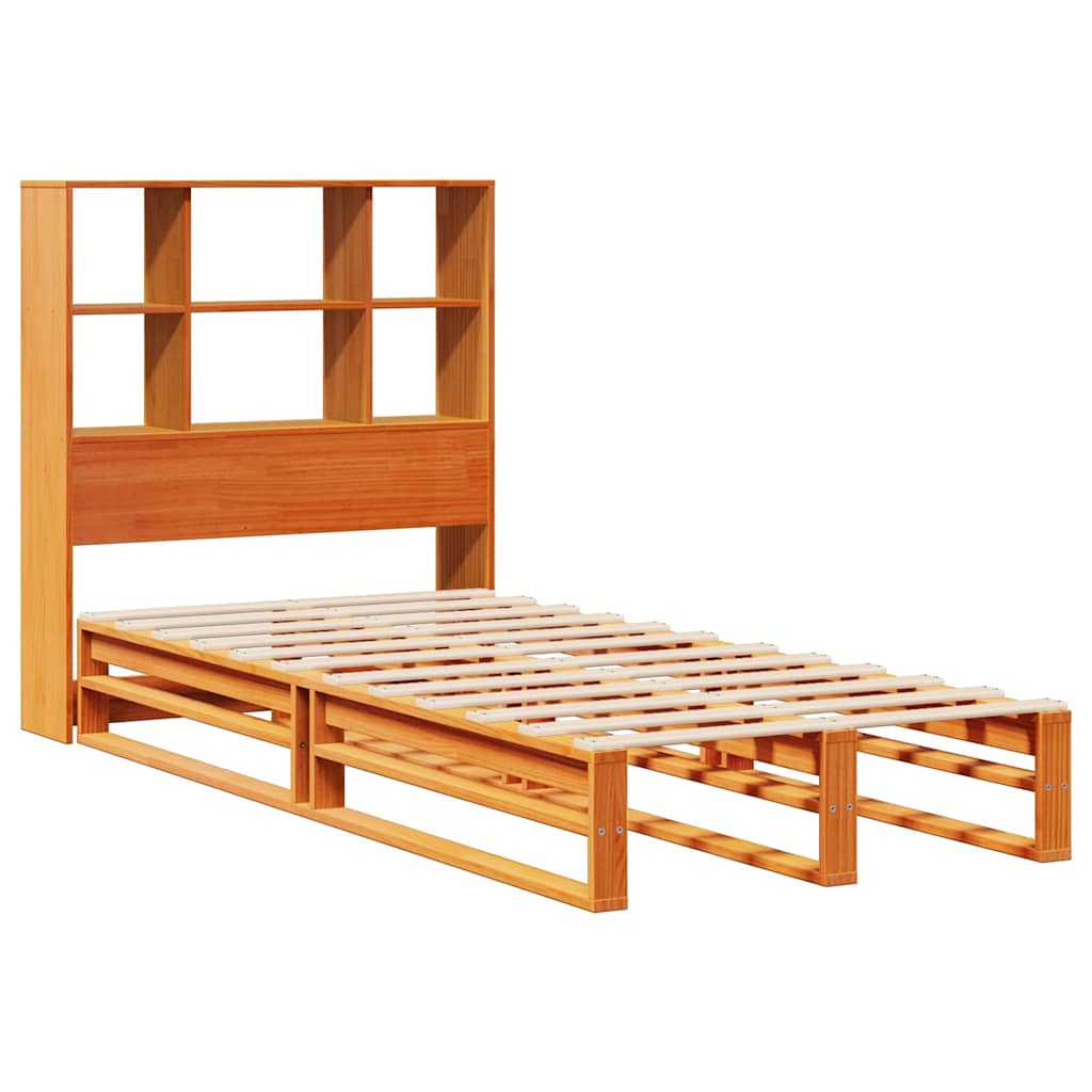 Bookcase Bed without Mattress Wax Brown 100x200 cm Solid Wood