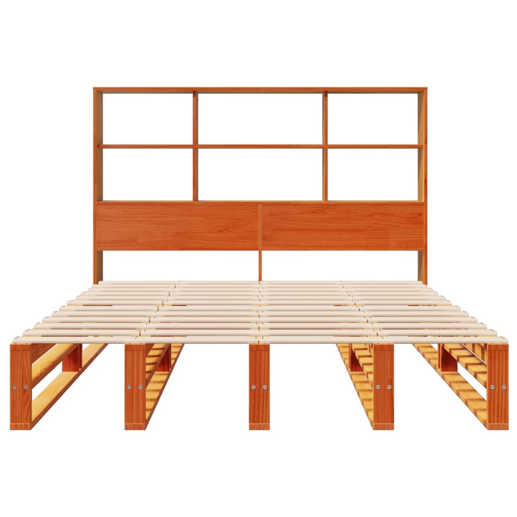Bookcase Bed without Mattress Wax Brown 150x200 cm King Size Solid Wood