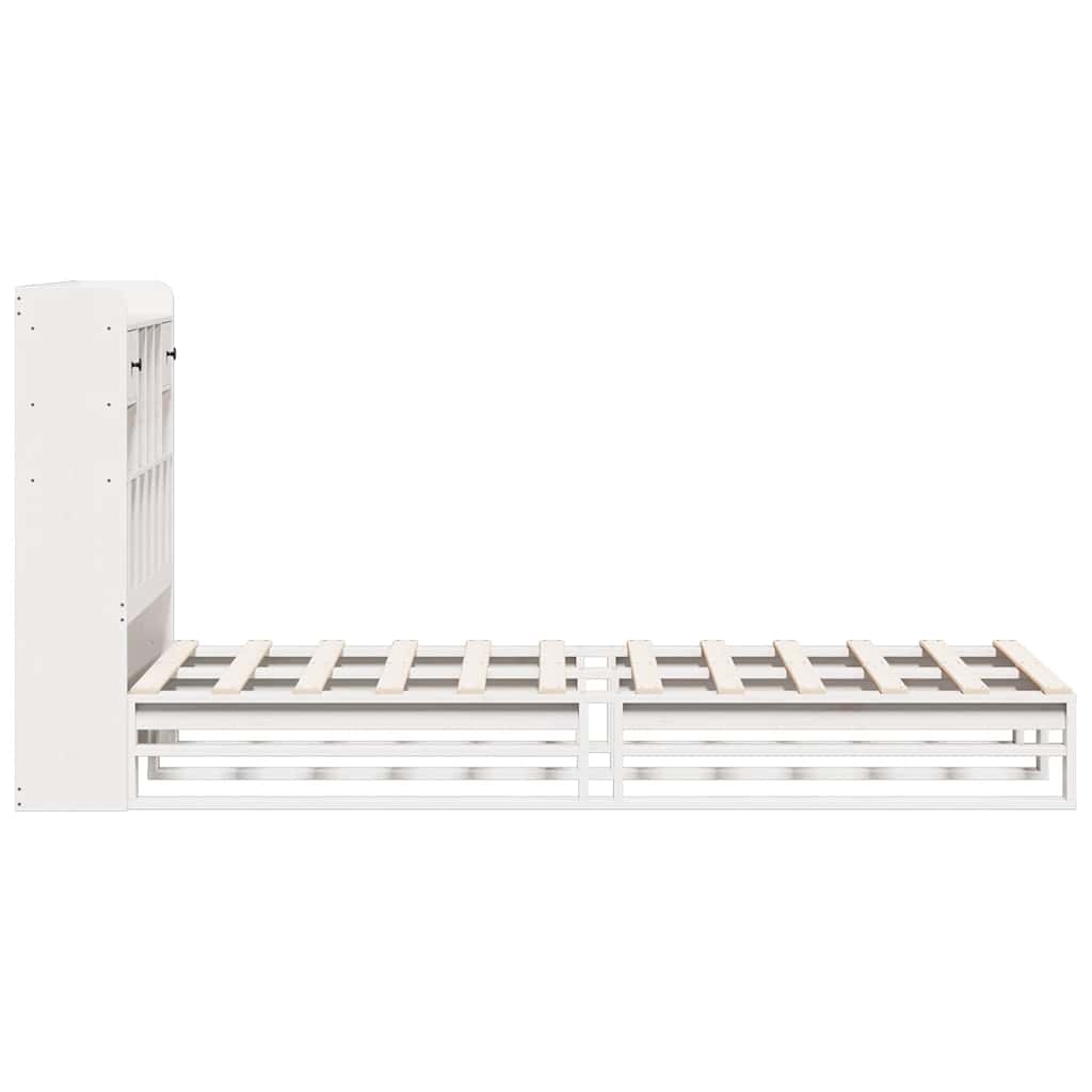 Bookcase Bed without Mattress White 90x200 cm Solid Wood Pine