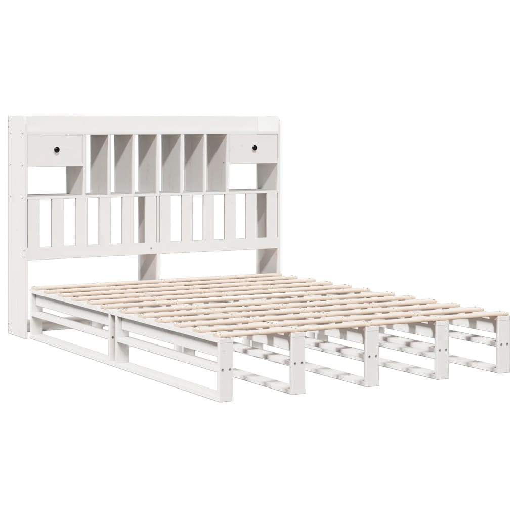 Bookcase Bed without Mattress White 140x200 cm Solid Wood Pine