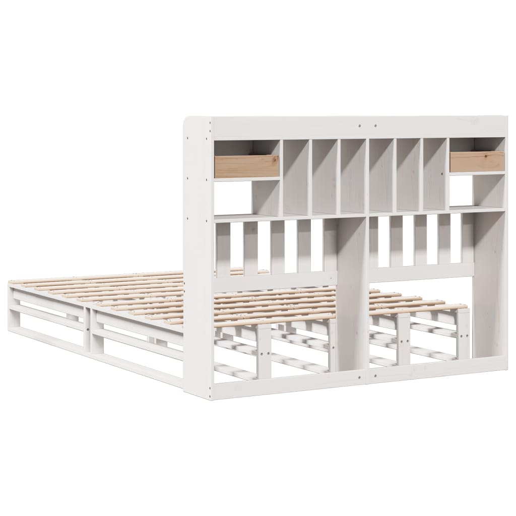 Bookcase Bed without Mattress White 160x200 cm Solid Wood Pine