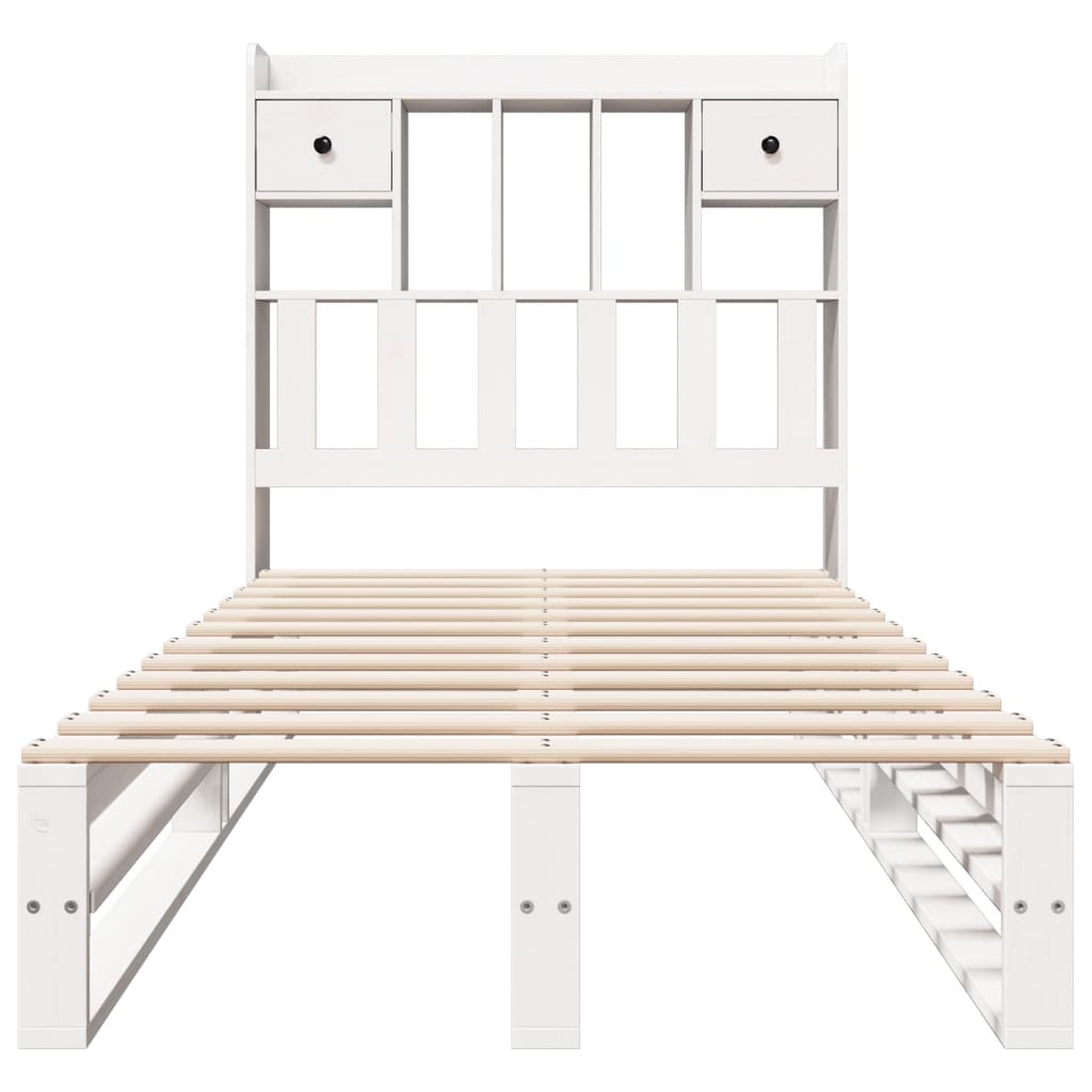 Bookcase Bed without Mattress White 75x190 cm Small Single Solid Wood Pine